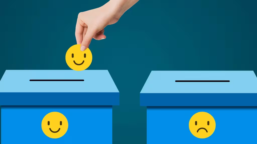 How To Practice Self-Leadership For Business Success 5 hand putting smiley face coins inside a blue box