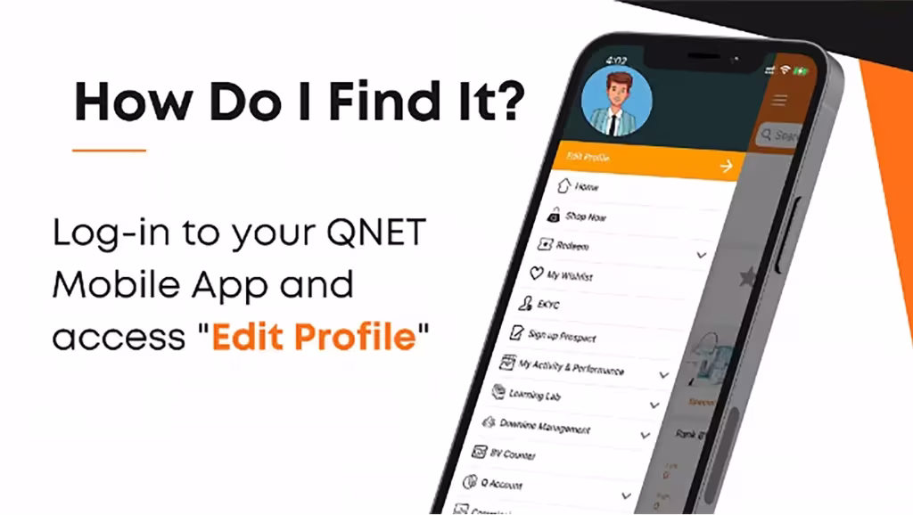 Here’s A Friendly Reminder To Update Your Qnet Id Info Today 3 How do i find it text image to edit your profile on qnet app