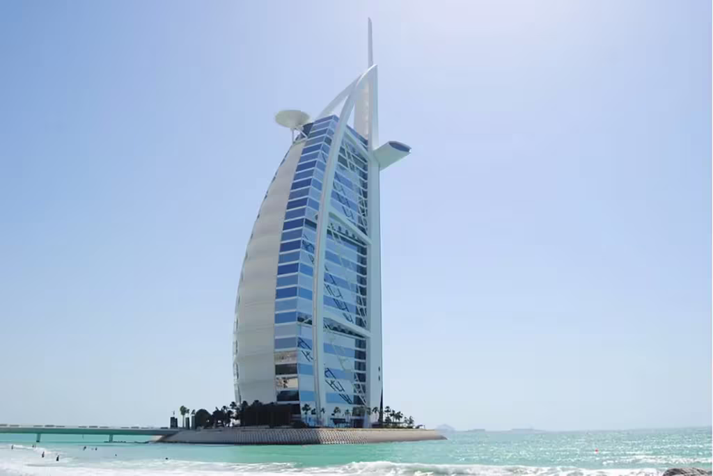 Best Things To Do In Dubai When You Have 24 Hours 11 Burj Al Arab buildling in clear blue skies