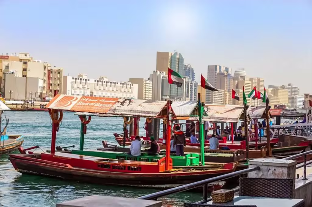 Best Things To Do In Dubai When You Have 24 Hours 4 traditional Boats docking on Dubai creek