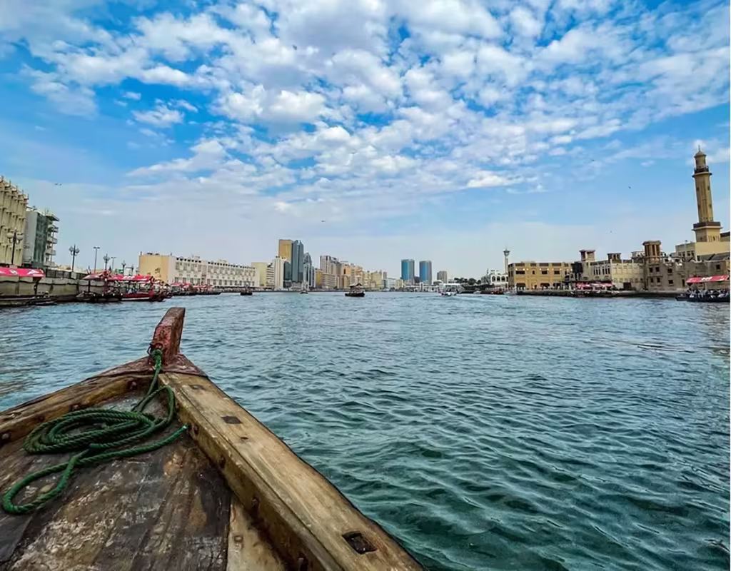Best Things To Do In Dubai When You Have 24 Hours 5 pov of boat on Dubai creek in middle of water