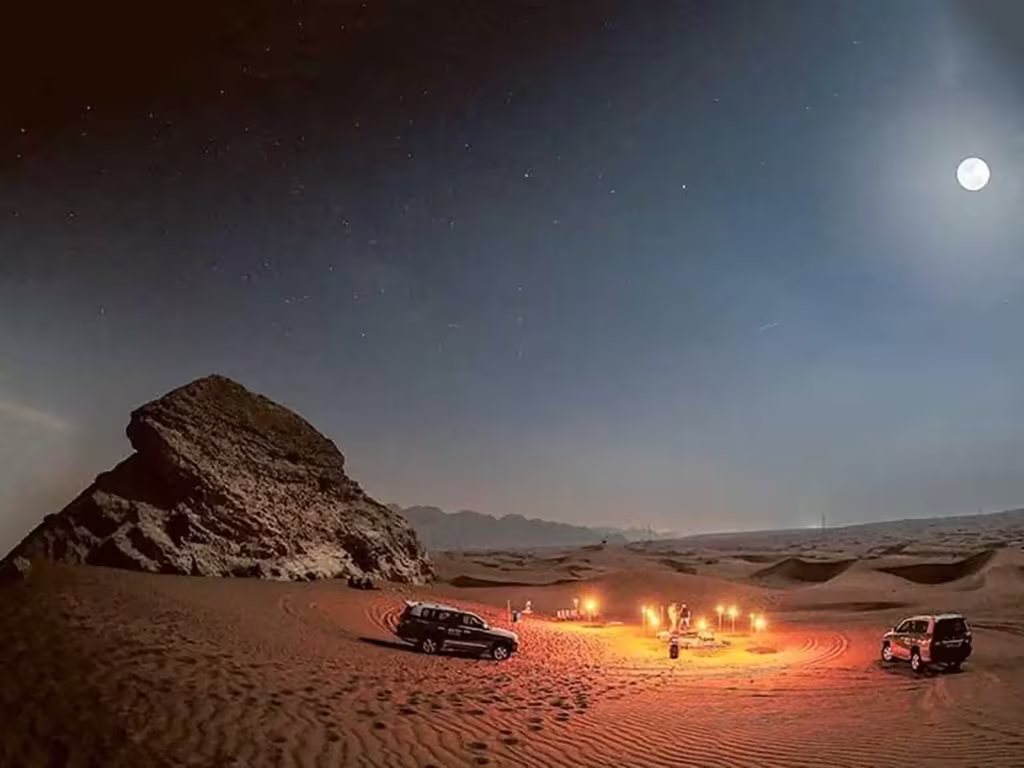 Best Things To Do In Dubai When You Have 24 Hours 24 Dessert at night time bon fire