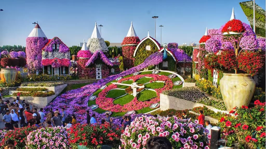 Best Things To Do In Dubai When You Have 24 Hours 10 miracle garden of dubai blue skies