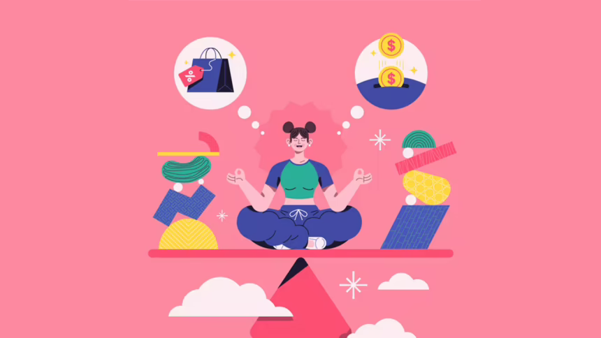 Illustration of a woman balancing money personality traits