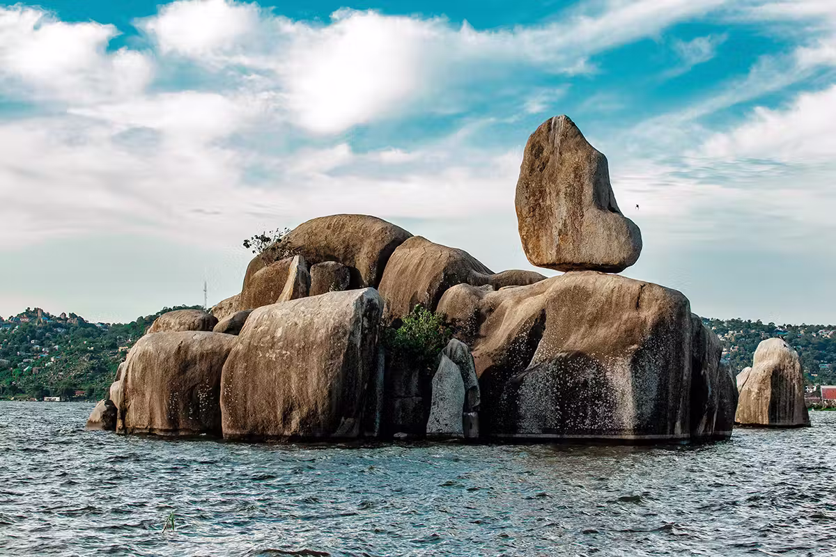 Rock formations in one of the best lakes to visit around the world, Lake Victoria in Africa.